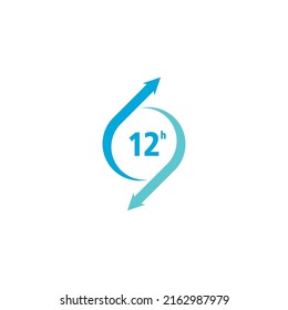 12 hours clock arrow logo vector icon illustration design 