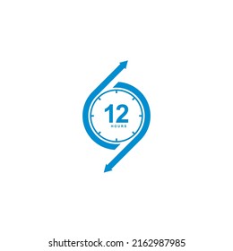 12 hours clock arrow logo vector icon illustration design 
