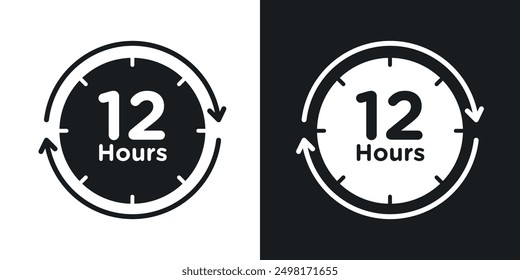 12 Hours clock icon in solid style