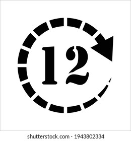 12 hours icon design vector graphic
