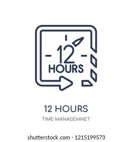 12 hours icon. 12 hours linear symbol design from Time managemnet collection.
