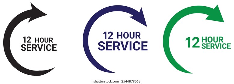 12 hours icon set. 12 hors duration symbol 12 hours service vector symbol. 12h service duration sign. 12 h discount offer icon set. fast 12hr support sign collection design eps 10