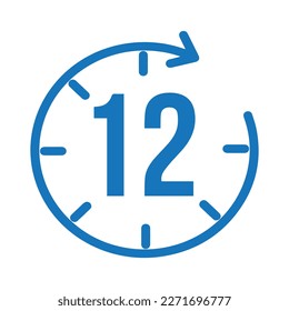 12 hours icon vector isolated on background