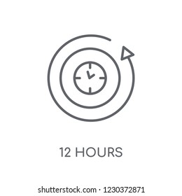 12 hours linear icon. Modern outline 12 hours logo concept on white background from Human Resources collection. Suitable for use on web apps, mobile apps and print media.