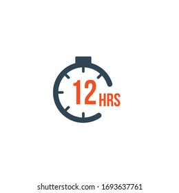 12 hours round timer or Countdown Timer icon. deadline concept. Delivery timer. Stock Vector illustration isolated on white background.