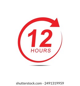 12 hours service vector symbol. 12h service duration sign. 12 h discount offer icon set. fast 12hr support sign collection.