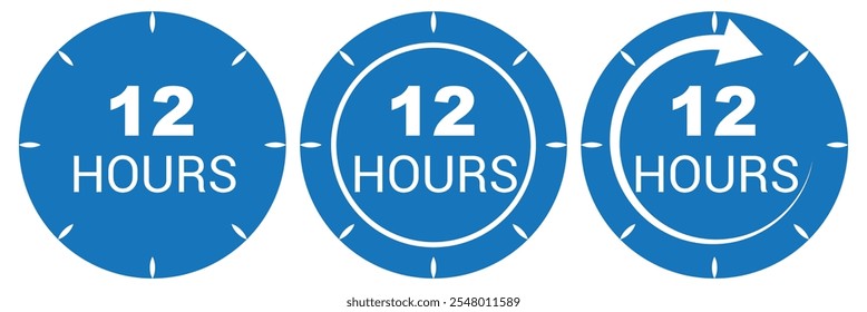 12 hours service vector symbol. 12h service duration sign. 12 h discount offer icon set