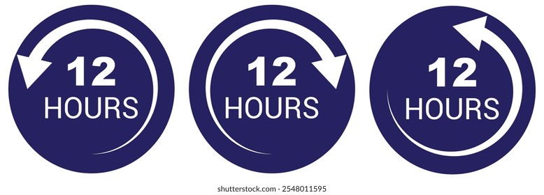 12 hours service vector symbol. 12h service duration sign. 12 h discount offer icon set