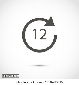 12 hours vector eps 10 icon