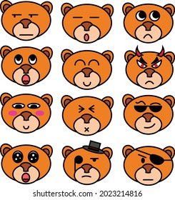 12 icon of different bear expressions