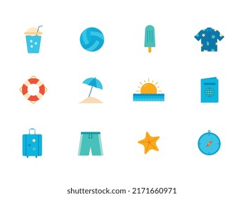 12 Icon Set of Summer Vacation