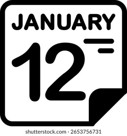 Calendario del 12 de enero Icono minimalista semisólido