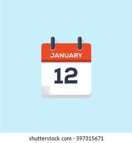12. january flat style calendar, vector illustration