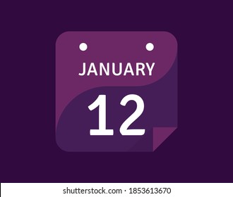 12. Januar, 12. Januar Icon Single Day Calendar Vektorgrafik