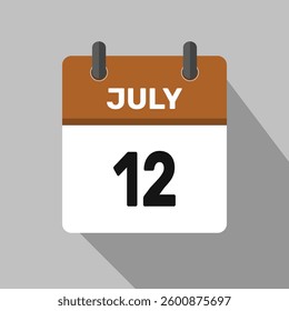 12 july calendar icon vector month date illustration design