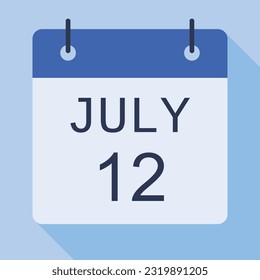 12 July Calendar, Vector Calendar.