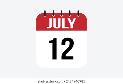12 July Calendar. July Calendar Vector Illustration.