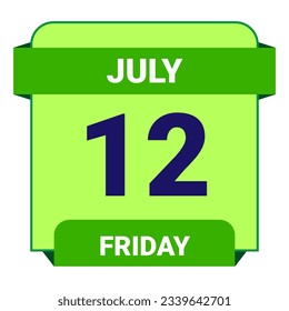 12 July, Friday. Date template. Useful design for calendar or event promotion. Vector illustration EPS 10 File. Isolated on white background.  svg
