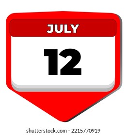 12 July vector icon calendar day. 12 date of July. Twelfth day of July. 12th date number. 12 day calendar. Twelve date. Malala, Paper Bag svg