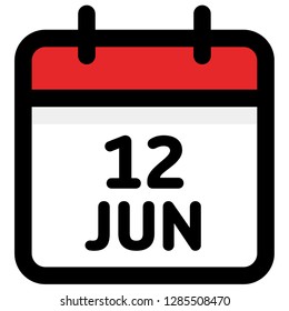 12. June - Calendar Icon - Vector Illustration - Vector