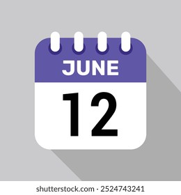 12 june calendar icon vector date graphic design