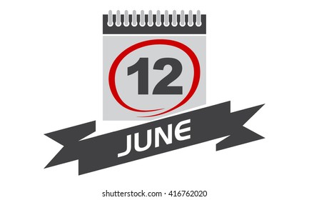 12 June Calendar with Ribbon