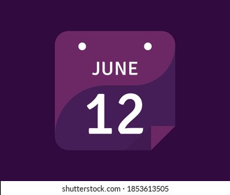 12. Juni, 12. Juni Icon Single Day Calendar Vektorgrafik