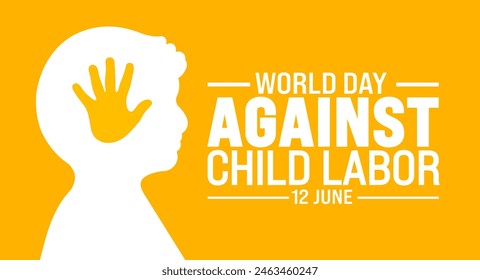 12 June is World Day Against Child Labor background template. Holiday concept. use to background, banner, placard, card, and poster design template with text inscription and standard color. vector