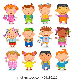 12  KIDS different nations. Vector image.