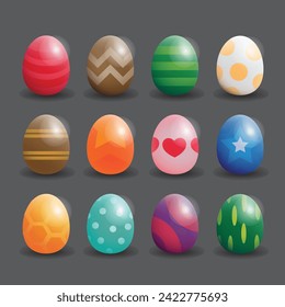 12 kinds of easter eggs for your poster or banner design on Easter