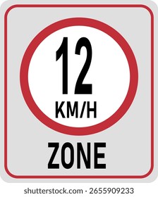 Zona límite de velocidad de 12 km h. Ilustración vectorial