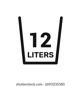 12 liters icon vector liquid measure vector white background