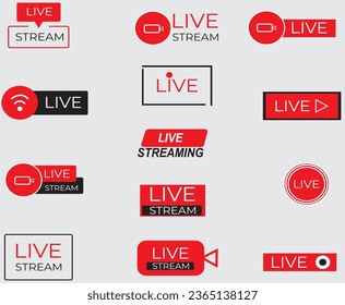 12 Live-Streaming-Symbol-Set Vektorgrafik