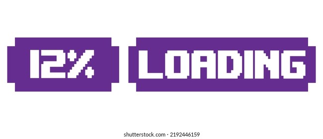 12% Loading vector art illustration percentage counter sign label with fantastic font and purple white color
