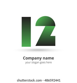 12 logo vector year concept. Anniversary number one two,1 and 2.  Logotype with green gradient color.