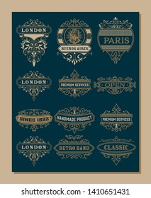 12 logos and banners. Vintage style