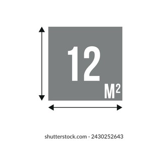 12 m. Vector 12 metros cuadrados de construcción, área de concepto y espacio de trabajo
