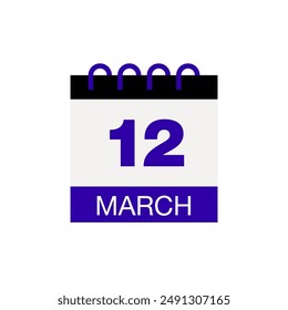 12 march calendar date icon vector eps