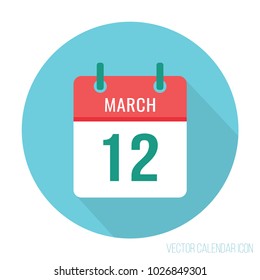 12 March calendar icon flat. Commonwealth Day