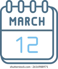12 March Line Two Colour Icon