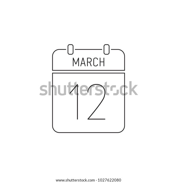 12 March Linear Icon Calendar Thin Stock Vector (Royalty Free ...