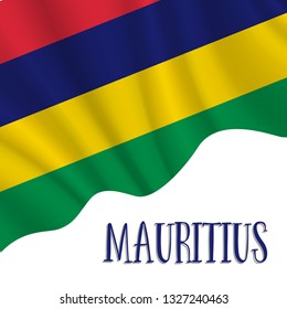 12 March, Mauritius Independence Day background in national flag color theme. Celebration banner with waving flag. Vector illustration