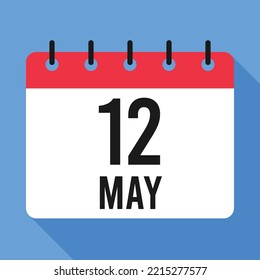 12 May Calendar. Blue Background. Vector Calendar.