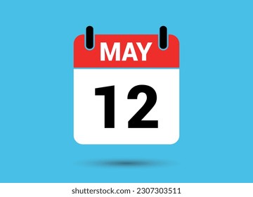 12 May Calendar Date Flat Icon Day 12 Vector Illustration