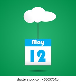 12 may calender icon with cloud paper art style