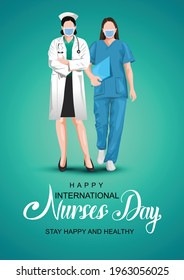 12 May. happy International Nurse Day background. full size of nurse`s uniform and stethoscope. Vector illustration design