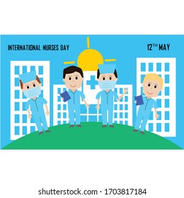 12 May. International Nurse Day background. Close-up of nurse Vector flat illustration.