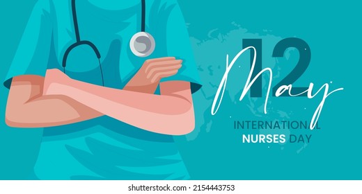 12 May. International Nurse Day background. Close-up of nurse`s uniform and stethoscope. Vector illustration