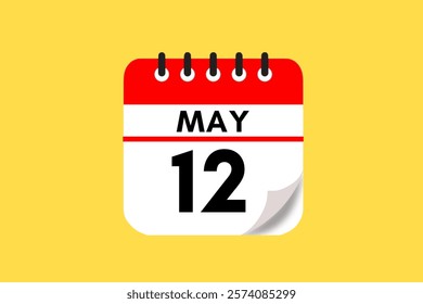 12 May month single day vector, illustration, calendar with maroon, rose and white color background calendar May 12