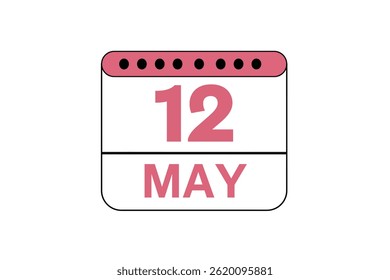 12 may month single day vector, illustration, calendar with peach, black and white color background calendar icon of may 12